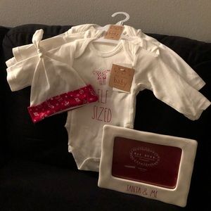 Rae Dunn Baby Onesies and Hat